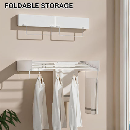 Wall Mount Foldable Clothes Drying Rack Sturdy Material Space Saving Balck/White