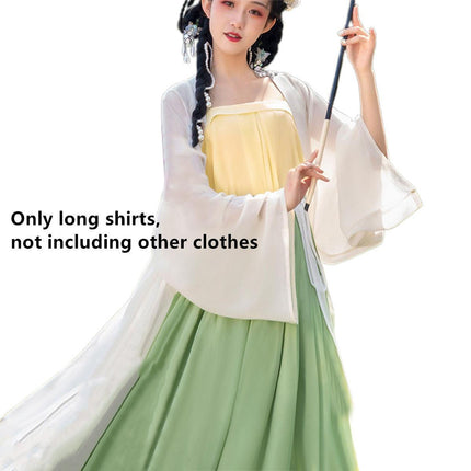 Hanfu Beizi Jacket Beige Traditional Chinese Long Coat for Spring/Summer Wear