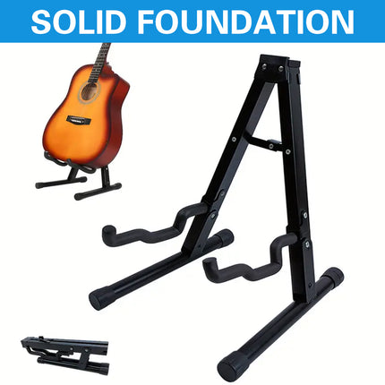 Folding Double Guitar Stand Floor Rack Electric Acoustic Bass Gig Holder Mount