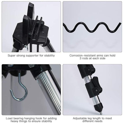 120cm Fishing Rod Holder Ground Insert Triangle Support Stand Casting Rod Rest