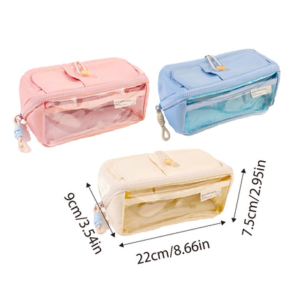 Large Capacity Japanese Style Student Stationery Bag Plain Colour Pen Case