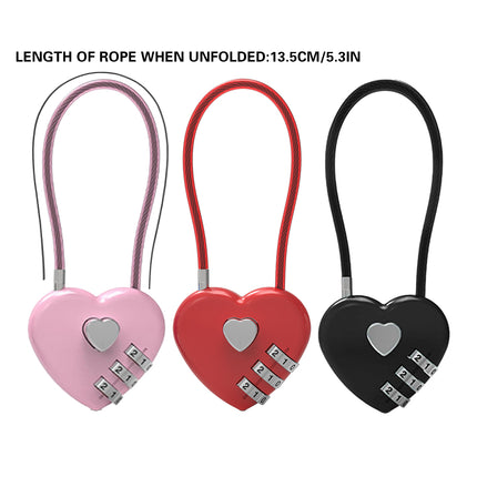 Heart Shaped Password Lock Safety Lock For Travel Luggage Bags Jewelry Box