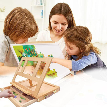 Desktop Solid Wood Easel With Drawers Adjustable Wood Desk Table Easel for Draw