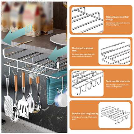 Cabinet Hanging Storage Rack Stainless Steel Silver Kitchen Organiser