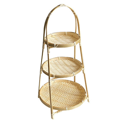 Bamboo Woven Handbasket Round Handle for Snacks Fruits Home Storage Decor