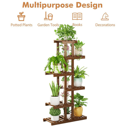 6Tier Freestanding Balcony Flower Stand Rack Indoor Outdoor Plant Shelf Display