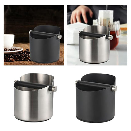 Stainless Steel Coffee Grounds Knock Box Round Tap Bucket for Household Espresso