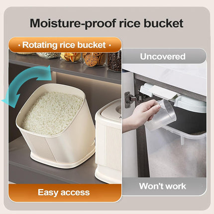 Rotating Rice Bucket Durable Large Capacity for Kitchen Grain Flour Rice Use