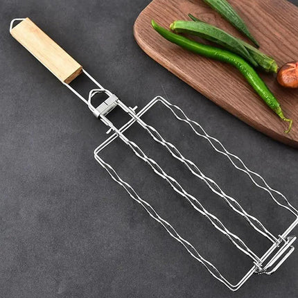 Portable Sausage Grill Net BBQ Tool Hot Dog Grill Holder Cooking Basket BBQ Rack