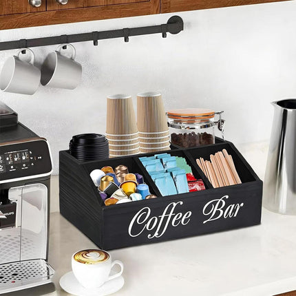 Wooden Coffee Capsule Storage Box Desktop Tea Bag Rack Organizer for Counter