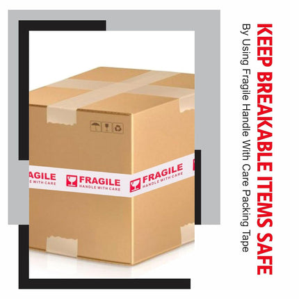 Fragile Handle With Care Tape 5 Rolls 4.8cm x 100m White Red for Packing Moving