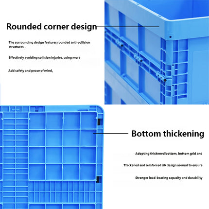 Foldable Plastic Storage Box Rounded Corner Design for Workshop Garage Home Use