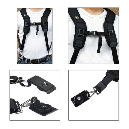 Professional Dual DSLR Camera Harness Adjustable Shoulder Sling Strap Belt