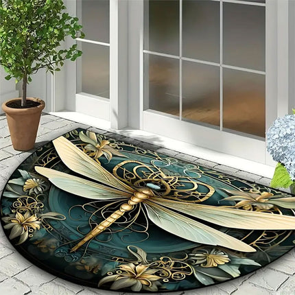Floral Floor Mat Semicircle Printed Entry Door Rug Non-Slip Mat For Home Decor
