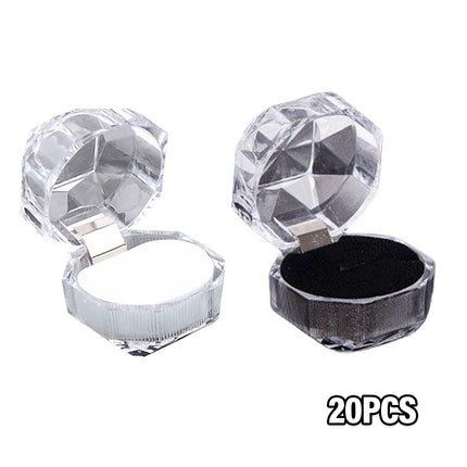 20pcs Acrylic Octagonal Jewelry Ring Earrings Box Transparent Display Cases