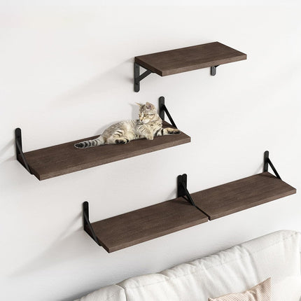 4 PCS Wooden Wall Shelf Single Board Wall Mounted Home Decor Living Room Bedroom