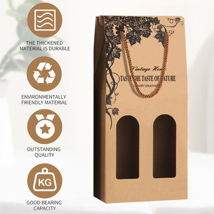 10PCS Red Wine Paper Bags Brown Paper Gift Bags Single/Double Bottle Carrier