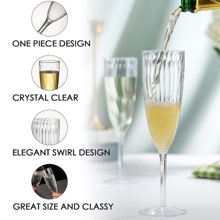 8pcs 180ml Plastic Champagne Glass Tall Wine Glass for Party Wedding Celebration