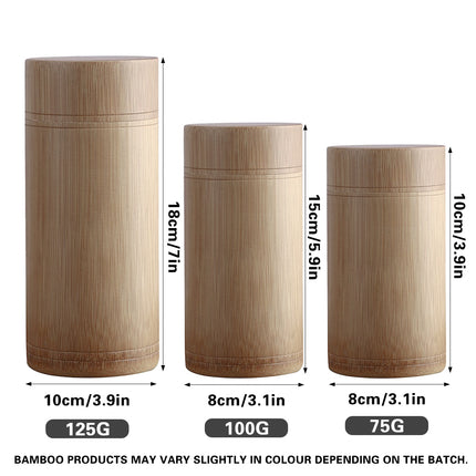 Bamboo Storage Canister with Sealed Lid 75g 100g 125g Tea Loose Leaf Jar