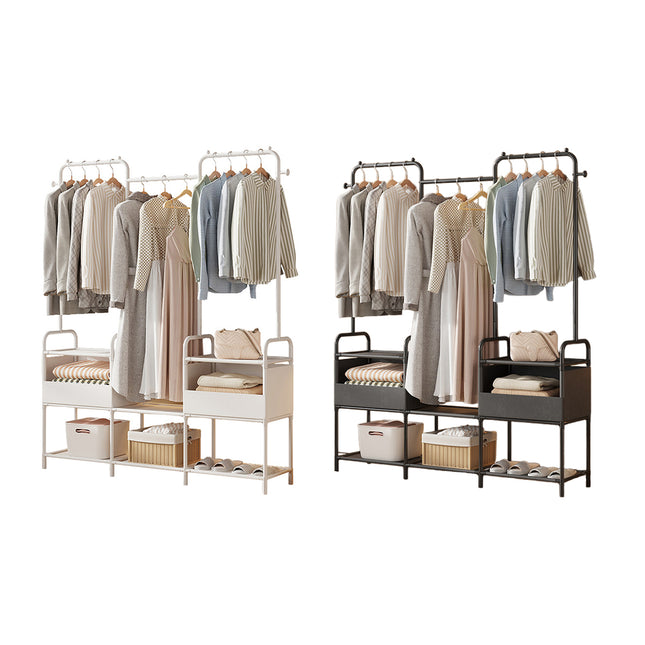 Simple Clothes Rack Steel Frame Non-Woven Fabric Durable for Bedroom Storage Use
