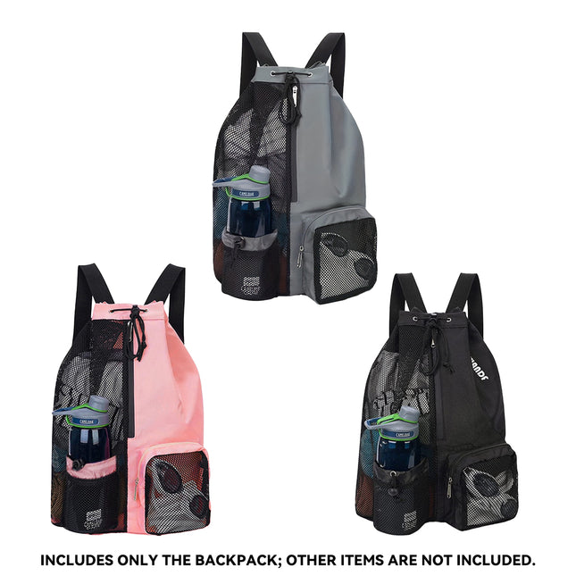Mesh Drawstring Backpack Lightweight Sports Bag for Gym Swimming Beach Use