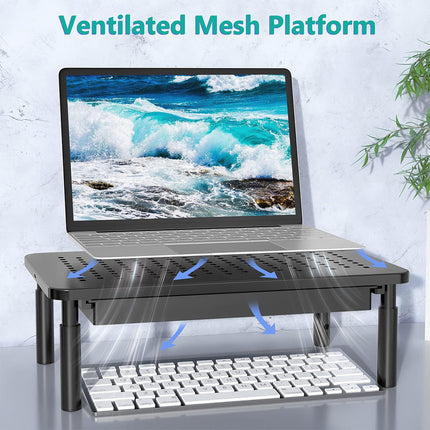 Monitor Stand Riser Aluminium 3 Level Laptop Desk Organiser Non Slip Black