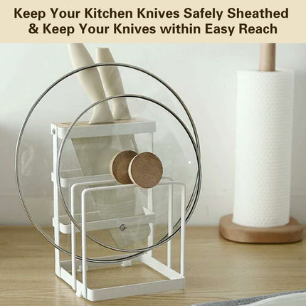 Chopping Board and Knife Holder Rack Kitchen Organizer Shelf Stand Lid Storage