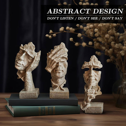 Resin Sculpture 3pcs Modern Office Desktop Art Decor Ornament Home Decoration