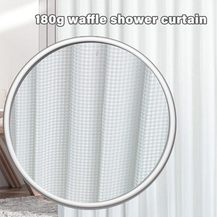 Cold White Waffle Shower Curtain Waterproof Bathroom Curtain Perforation Free