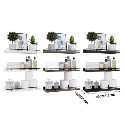 3PCS Wooden Wall Shelves for Bathroom Bedroom Floating Durable For Storage Decor