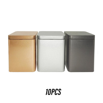 10PCS Tea Can Sealed Square Storage Box Solid Color Frosted Iron Container