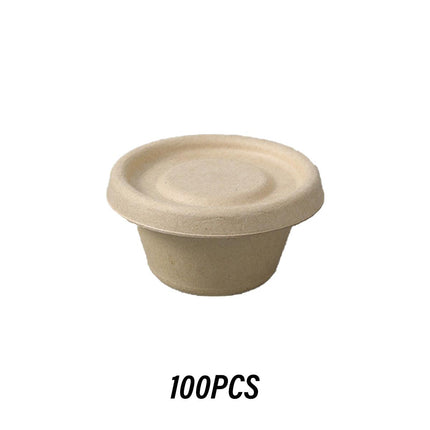 100PCS Biodegradable Pulp Sauce Cups Disposable Condiment Containers with Lids