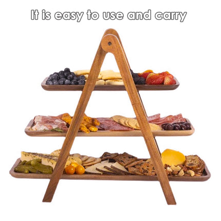 3 Layer Wooden Tray Display Rack Dinner Plate Holder Stand Storage Shelf for Home
