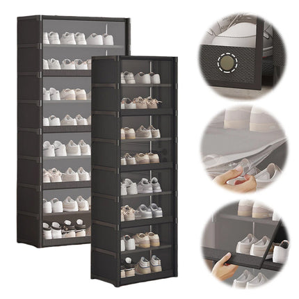 Simple Shoe Cabinet with Transparent Door 8 Tier for Entryway Hallway Durable