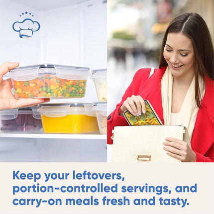 24PCS Kitchen Fridge Food Storage Containers Food Safe 60-1000ml Clear Stackable