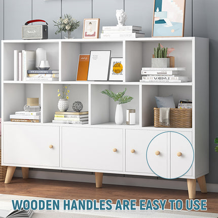 Home Bookcase Storage Cabinet With Doors For Living Room Bedroom Space Saving
