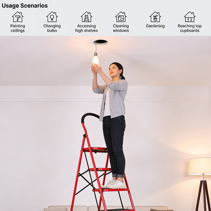 5 Step Folding Ladder Anti-Slip 150kg Load Capacity Durable Platform Step Ladder