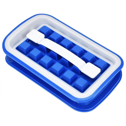Silicone Ice Cube Tray Box Folding Square Ice Lattice Mold Container For Freezer