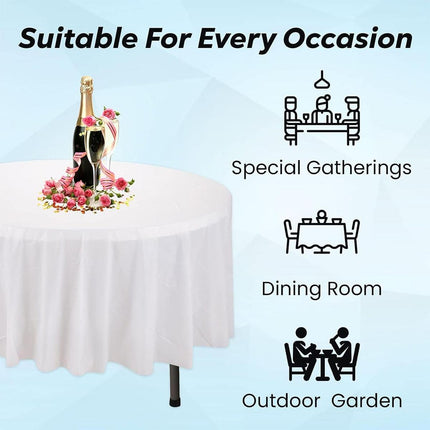 10pcs Round Tablecloth Solid Color Waterproof PEVA Table Cover 213cm Diameter