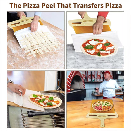Wooden Pizza Sliding Tray With Handle Household Baking Chopping Board Spatula