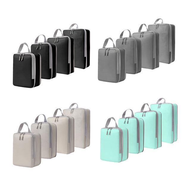 4PCS Storage Compression Bags Luggage Travel Packing Cubes Organiser Suitcases
