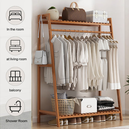 Bamboo Modern Style Floor Standing Coat Rack Home Decor Storage Organizer