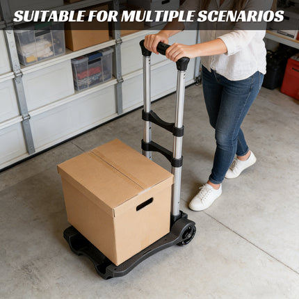 Portable Folding Hand Truck Cart 40kg Adjustable Handle Space Saving Trolley