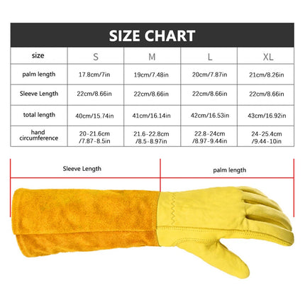 Long Cuff Cowhide Garden Gloves Protective Work Gloves for Gardening Pruning
