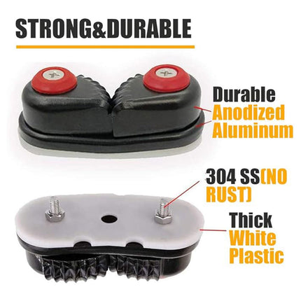 Rope Clamp Set 2PCS Aluminum Alloy Black Clip Plate Sailboat Kayak Canoe Outdoor