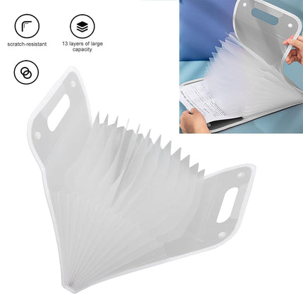 2PCS 13 Pocket A4 File Storage Bag Large Capacity Organizer Durable Documents