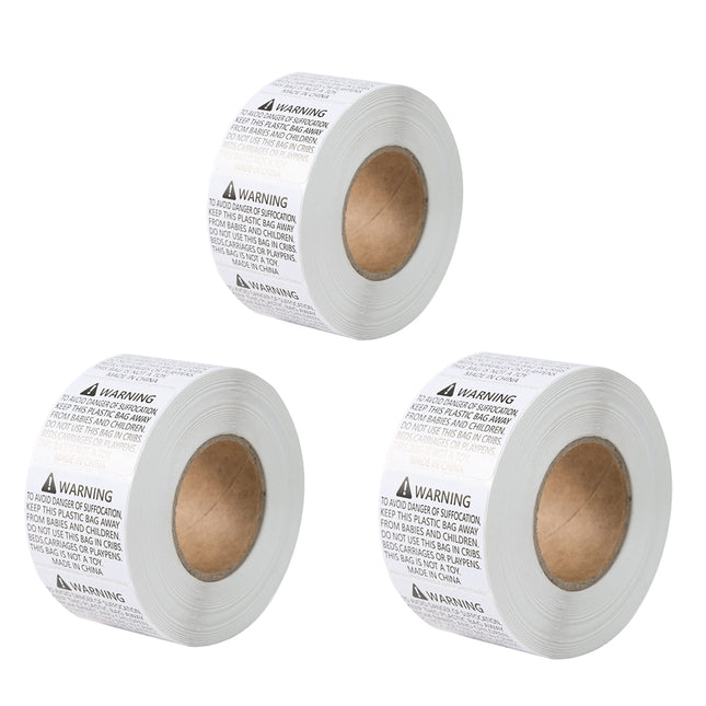 Suffocation Warning Labels Roll 3 Sizes Available Strong Water-Based Adhesive