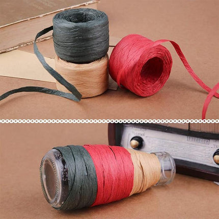 3 Rolls Raffia Paper Rope Gift Wrapping String Decorative Tie for Crafts Packing