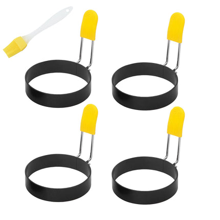 4 Pcs Omelette Rings Nonstick 430 Stainless Steel with Silicone Sleeve