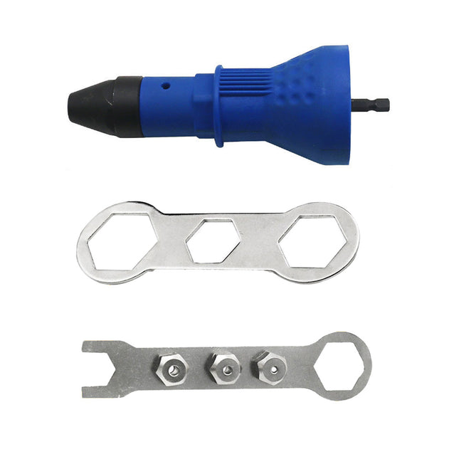 Electric Rivet Gun Set 3pcs Swivel Head Adapter Drill Riveting Tool Heavy Duty